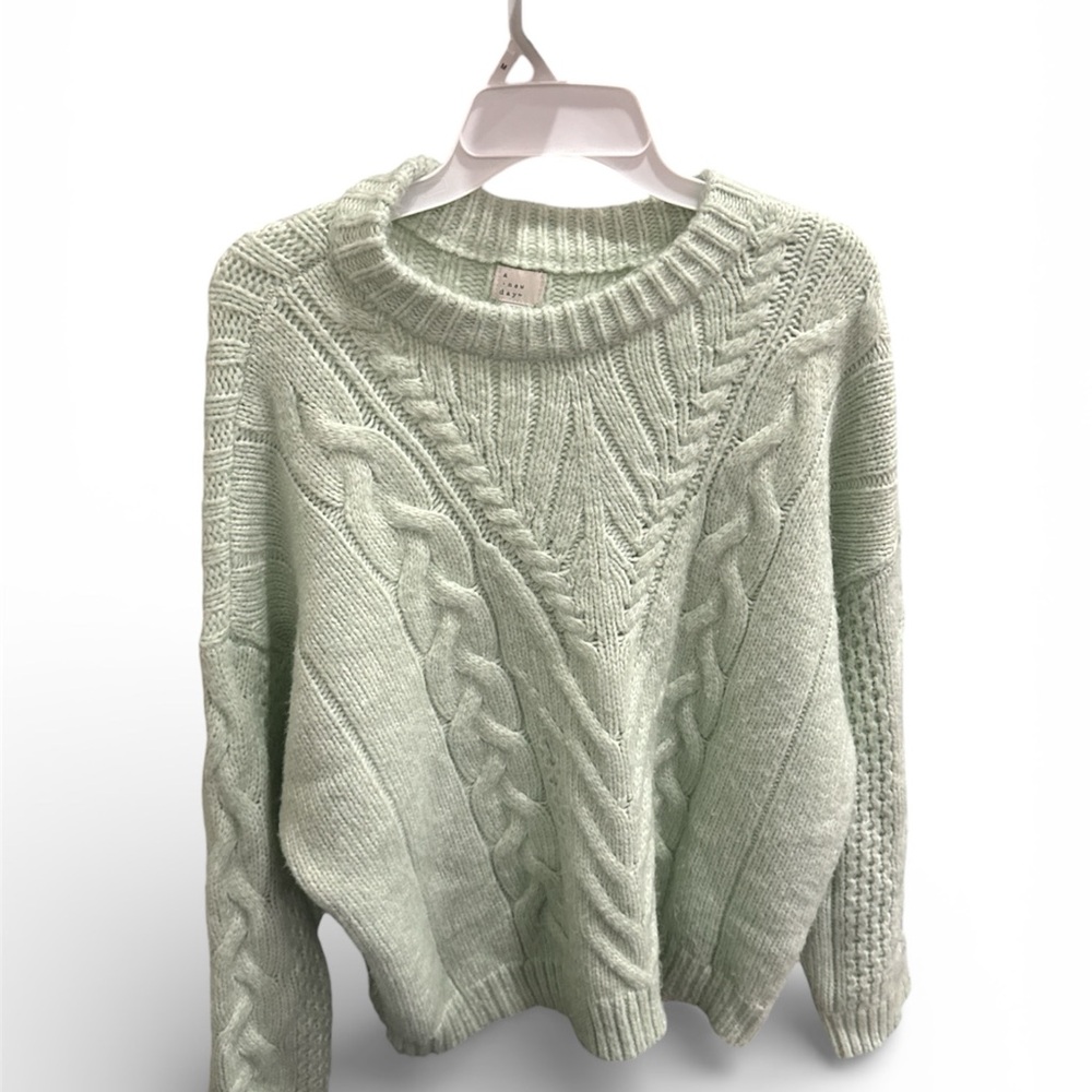 a new day Light Green Cable Knit Turtleneck Sweater